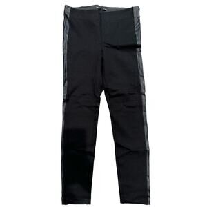 Zara Large Black Leggings with Faux Leather Side Panels